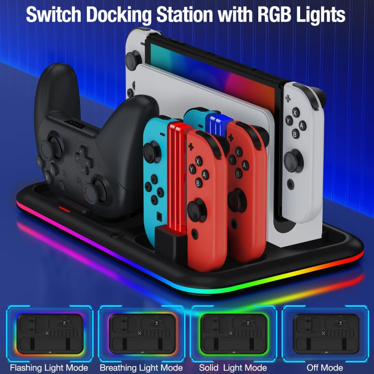 Cargue la imagen en el visor de la galería, For Nintendo Switch / OLED Charging Dock Station Controller Charger with RGB Light - Polar Tech Australia