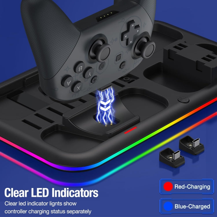 Cargue la imagen en el visor de la galería, For Nintendo Switch / OLED Charging Dock Station Controller Charger with RGB Light - Polar Tech Australia