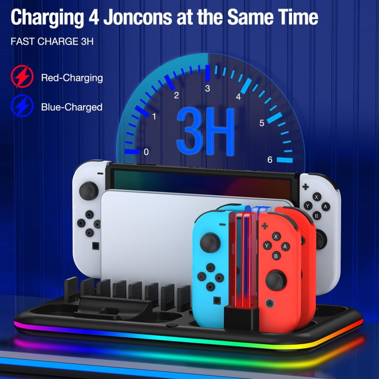 Cargue la imagen en el visor de la galería, For Nintendo Switch / OLED Charging Dock Station Controller Charger with RGB Light - Polar Tech Australia