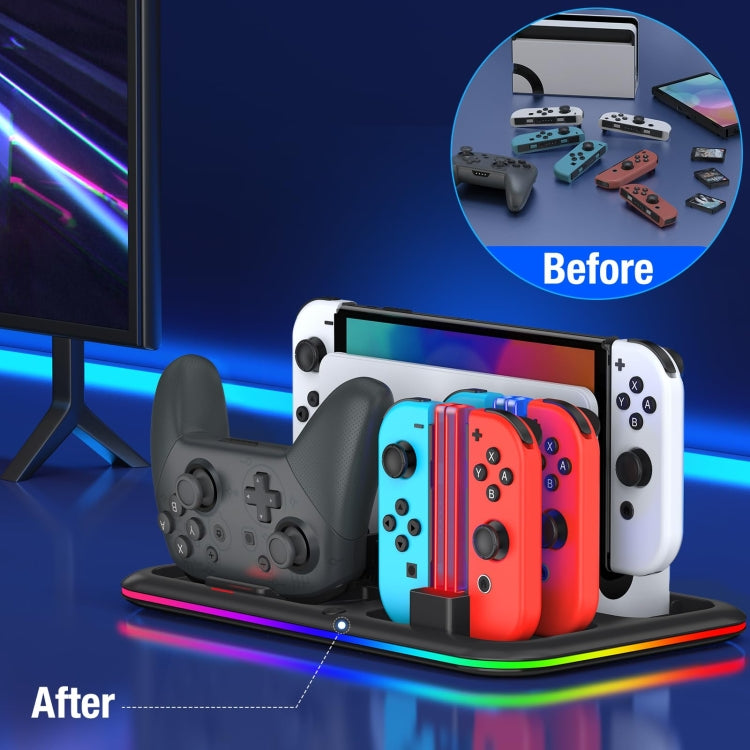 Cargue la imagen en el visor de la galería, For Nintendo Switch / OLED Charging Dock Station Controller Charger with RGB Light - Polar Tech Australia