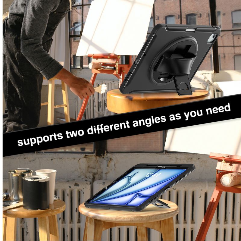 Chargez l'image dans la visionneuse de la galerie, Apple iPad Air 6 13” & iPad Pro 3/4/5/6 12.9"   - 360 Degree Rotate Shockproof Heavy Duty Tough Stand Case Cover With Pen Holder - Polar Tech Australia