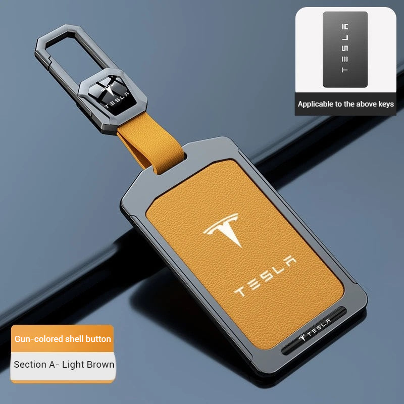 Load image into Gallery viewer, Tesla Alloy-Framed Leather Card Key Case for Model 3 & Model Y - Polar Tech Australia