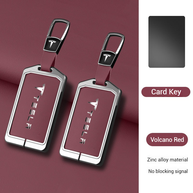 Load image into Gallery viewer, Tesla Zinc Alloy + Leather Card Key Case for Model 3 & Model Y - Polar Tech Australia