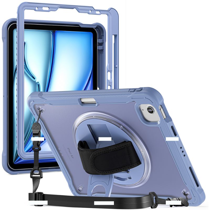 Cargue la imagen en el visor de la galería, Apple iPad Air 2024 6/6th 11'' & Pro 1/2/3/4 11'' & iPad 4/5 Air 10.9'' - 360 Degree Rotate Shockproof Heavy Duty Tough Stand Case Cover With Strap & Pen Holder - Polar Tech Australia
