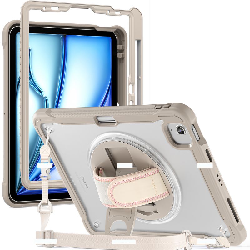 Cargue la imagen en el visor de la galería, Apple iPad Air 2024 6/6th 11'' & Pro 1/2/3/4 11'' & iPad 4/5 Air 10.9'' - 360 Degree Rotate Shockproof Heavy Duty Tough Stand Case Cover With Strap & Pen Holder - Polar Tech Australia