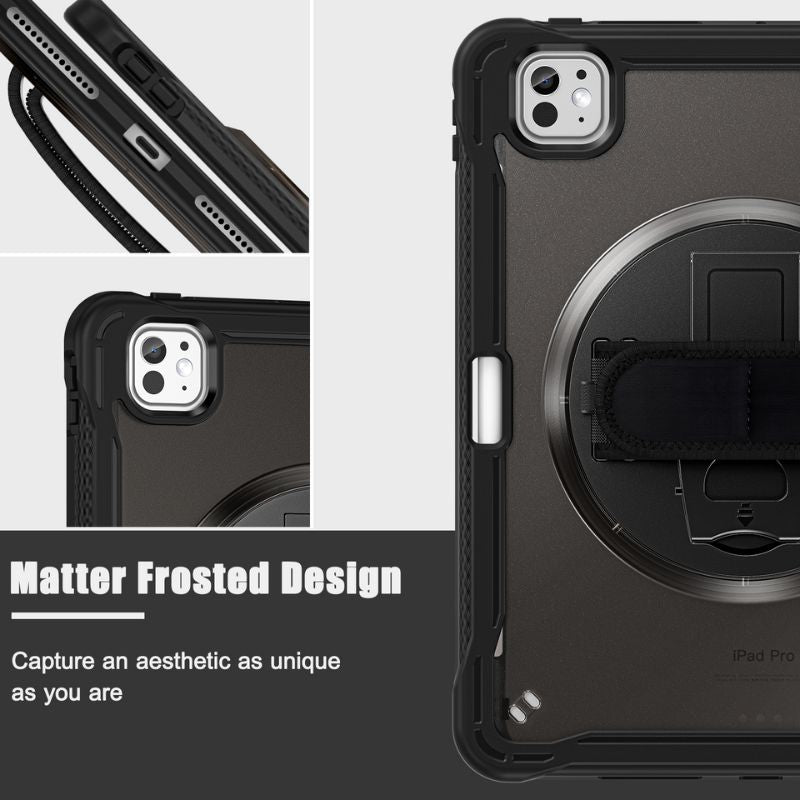 Cargue la imagen en el visor de la galería, Apple iPad Air 2024 6/6th 11'' & Pro 1/2/3/4 11'' & iPad 4/5 Air 10.9'' - 360 Degree Rotate Shockproof Heavy Duty Tough Stand Case Cover With Strap & Pen Holder - Polar Tech Australia