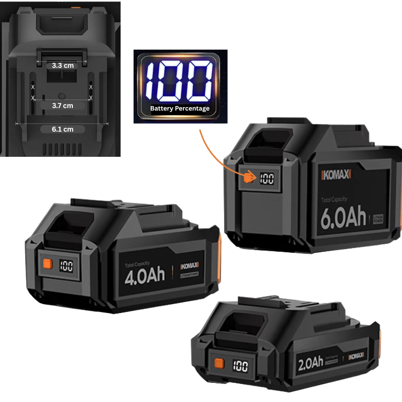 Load image into Gallery viewer, Komax Universal Replacement Tool 21V Battery 2Ah/4Ah/6Ah With Digital Battery Percentage Display - Polar Tech Australia