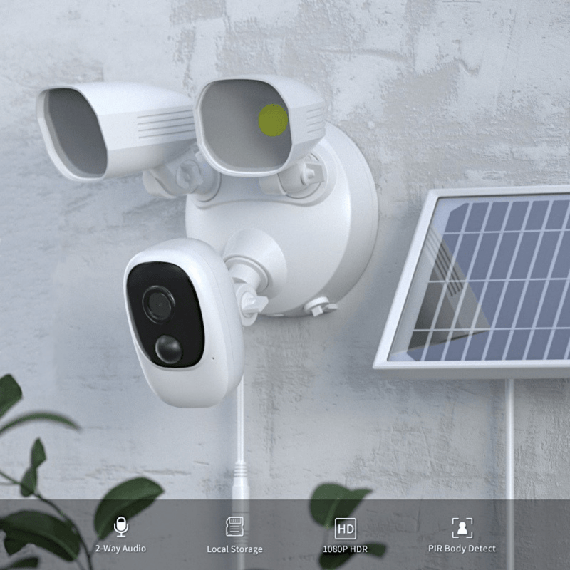 Cargue la imagen en el visor de la galería, 1080P Outdoor Wireless Home Security Camera Built-in Solar Panel & Floodlight & Mic & Battery - Polar Tech Australia
