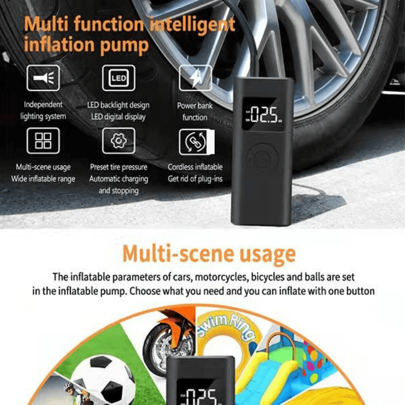 Cargue la imagen en el visor de la galería, 2 in 1 Wireless Electric Portable Mini Smart Air Pump Air Compressor Inflator & Power Bank - Polar Tech Australia