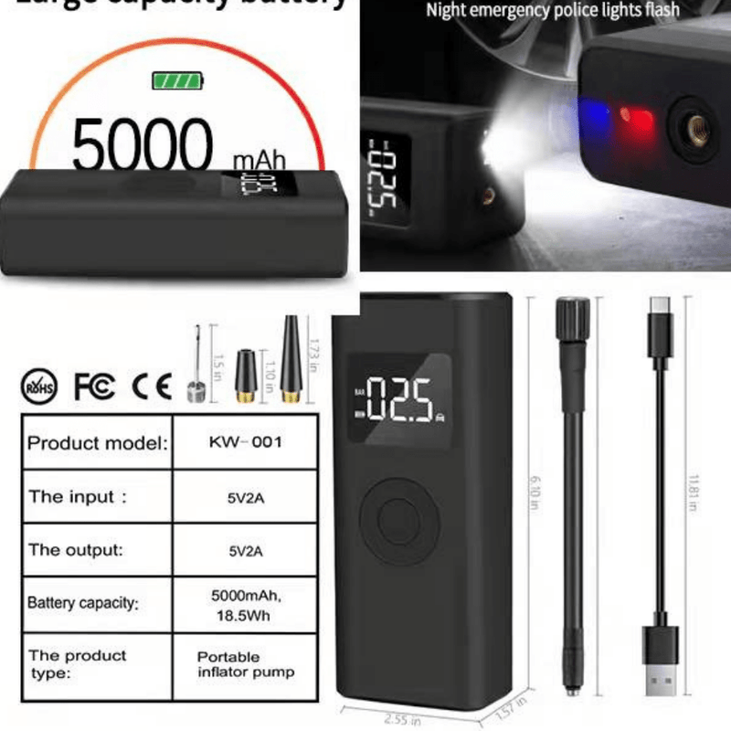Cargue la imagen en el visor de la galería, 2 in 1 Wireless Electric Portable Mini Smart Air Pump Air Compressor Inflator & Power Bank - Polar Tech Australia