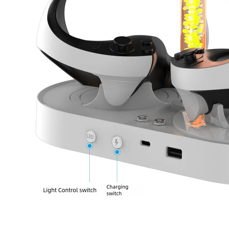 Load image into Gallery viewer, PlayStation PS VR 2 - Headset Charging Display Stand Dual Controller Charging Station with RGB Light Charger for PS5 - Polar Tech Australia