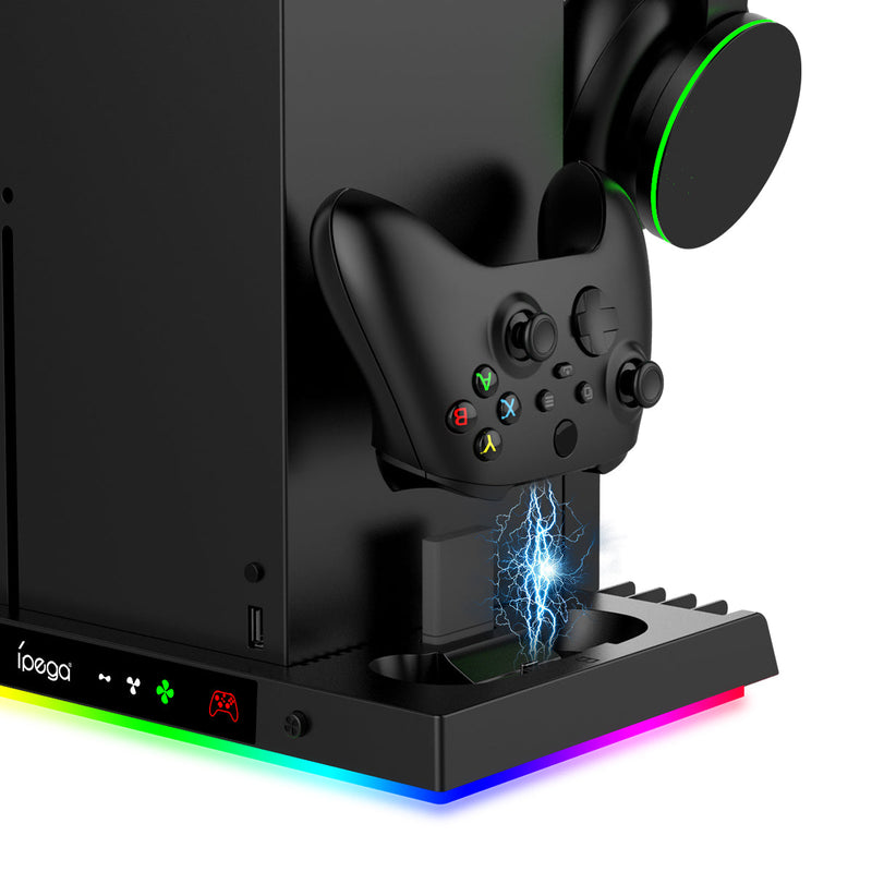 Cargue la imagen en el visor de la galería, Xbox Series X - All in One Multi Function RGB Light Effect Cooling Fan Base Stand Charging Station - Polar Tech Australia
