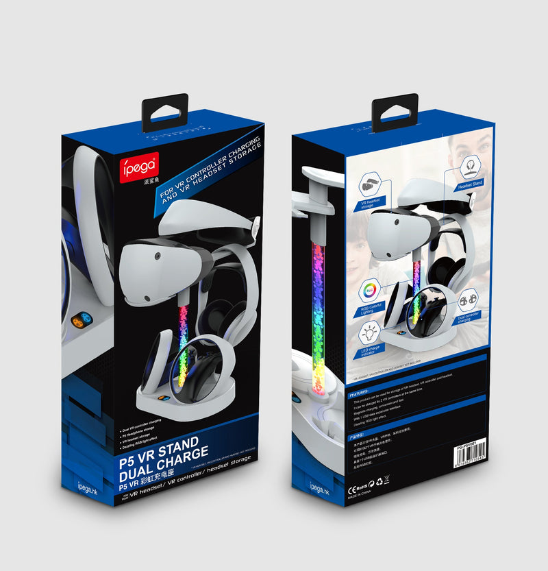 Load image into Gallery viewer, PlayStation PS VR 2 - Headset Charging Display Stand Dual Controller Charging Station with RGB Light Charger for PS5 - Polar Tech Australia