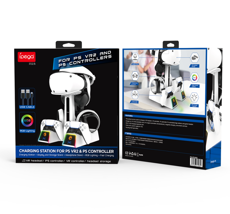 Load image into Gallery viewer, PlayStation PS VR 2 - All in One Storage Headset Controller Storage Stand With RGB Light - Polar Tech Australia