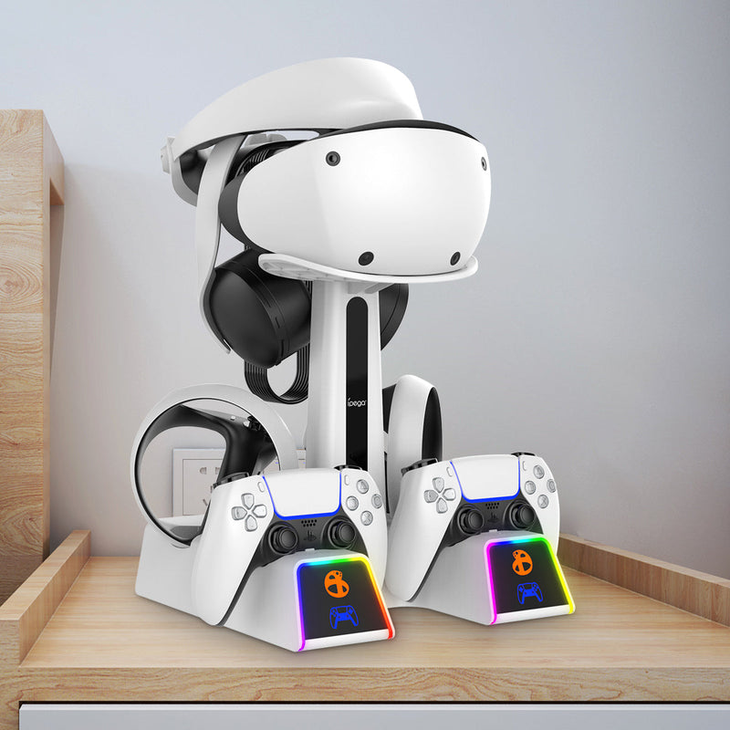 Load image into Gallery viewer, PlayStation PS VR 2 - All in One Storage Headset Controller Storage Stand With RGB Light - Polar Tech Australia