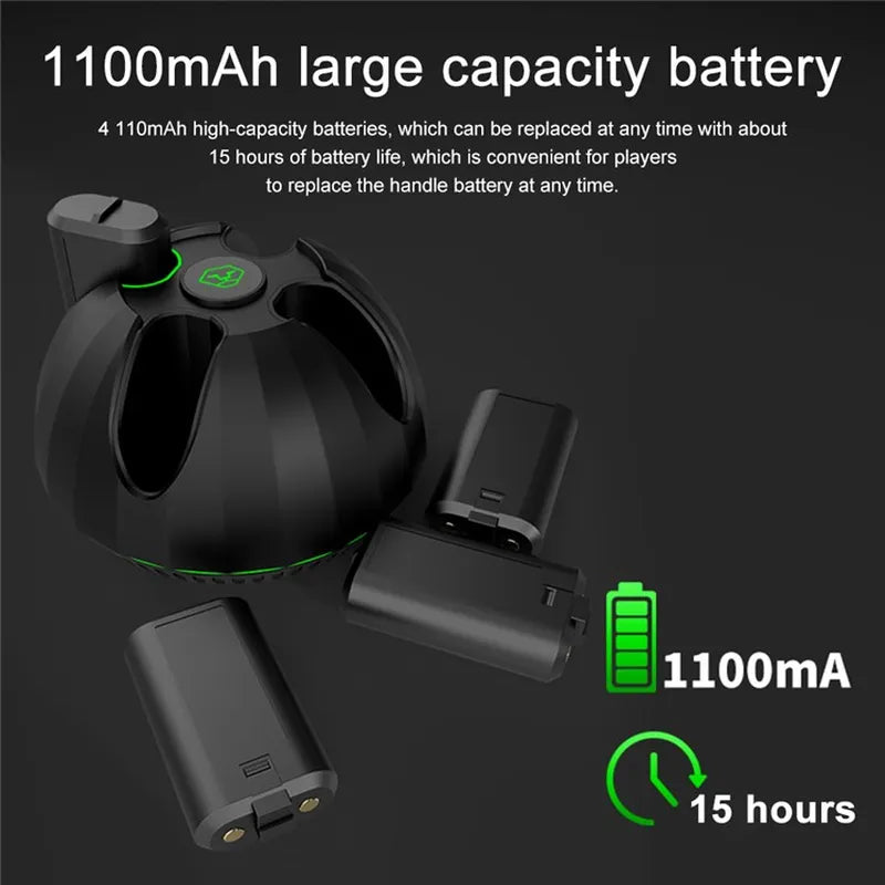 Cargue la imagen en el visor de la galería, Xbox Game Controller Battery Charging Base Station with 4 x 1100mAh Batteries - Polar Tech Australia