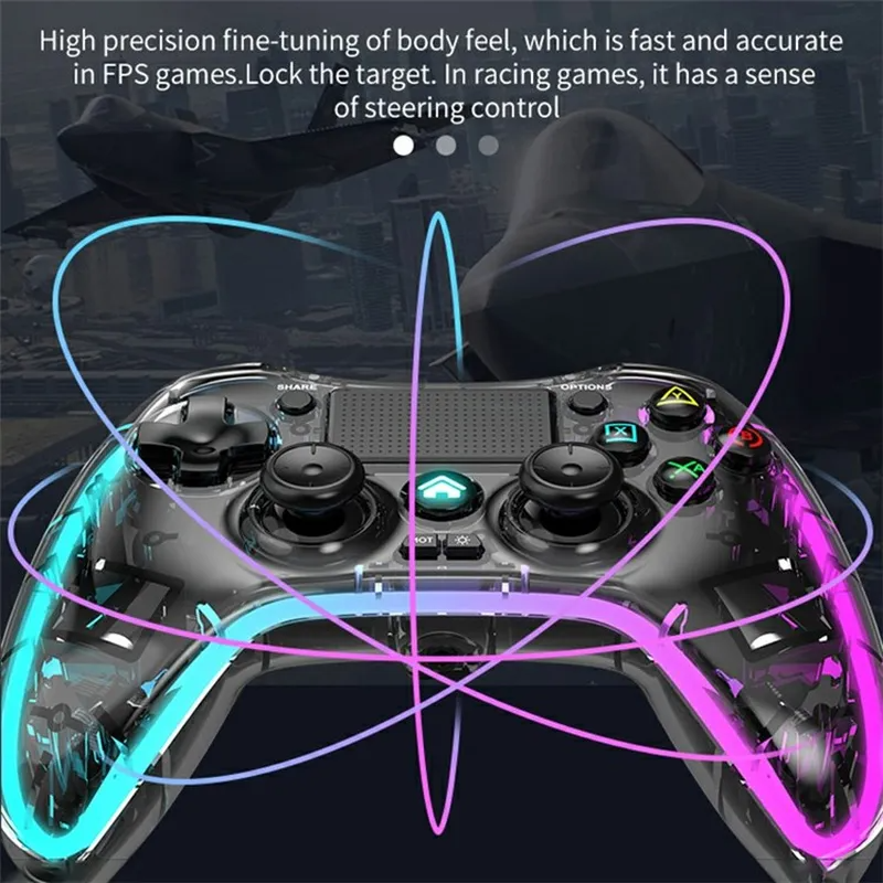 Chargez l'image dans la visionneuse de la galerie, Nintendo Switch PS4 Game Consoles P05 Transparent Wireless Controller Bluetooth Handle Portable Gamepad with RGB Lights - Polar Tech Australia