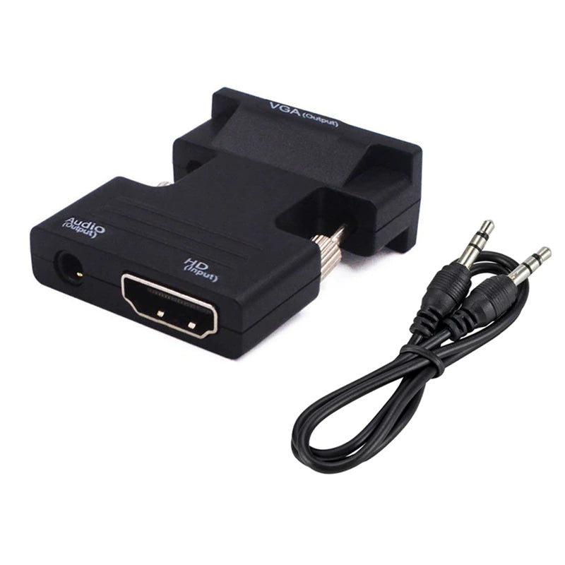 Load image into Gallery viewer, HDMI-compatible Female to VGA Male Converter 3.5mm Audio Cable Adapter 1080P FHD Video Output for PC Laptop TV Monitor Projector - Polar Tech Australia