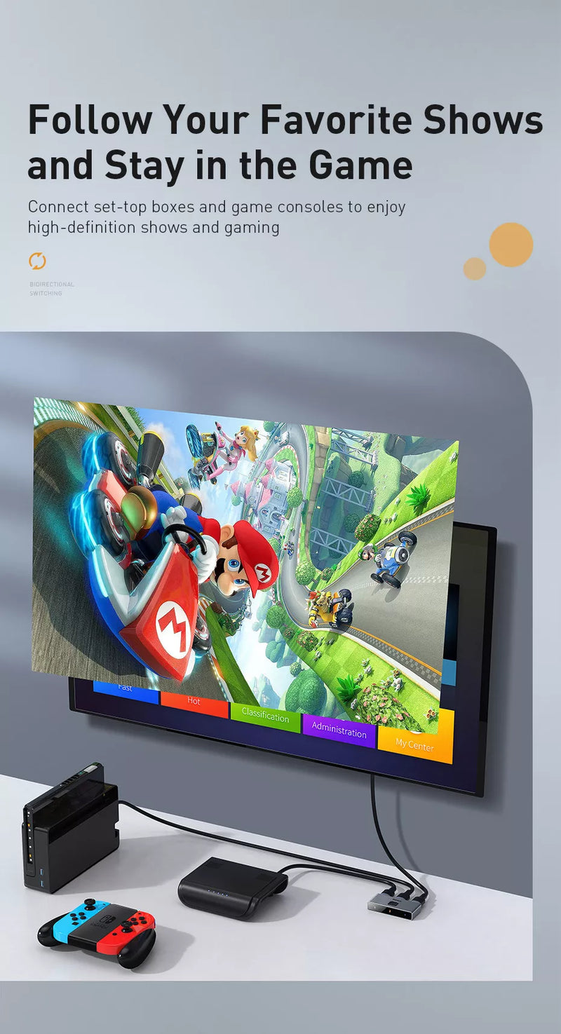 Cargue la imagen en el visor de la galería, Baseus Matrix 3 Ports HDMI Splitter 4K HD 60Hz (Two-Way Switch) - Polar Tech Australia