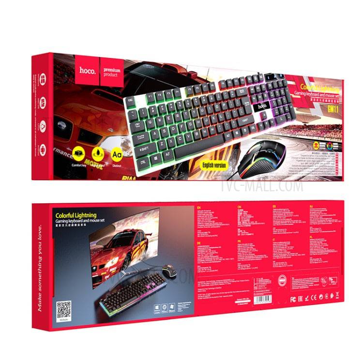 Chargez l'image dans la visionneuse de la galerie, HOCO GM11 Terrific Glowing USB Wired 104 Keys RGB Backlight Gaming Mouse Keyboard Combos Set - Polar Tech Australia