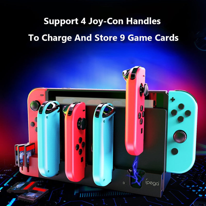 Cargue la imagen en el visor de la galería, Nintendo Switch Joy-Con Console Holder Charging Stand Base with LED Indicator & Card Slot - Polar Tech Australia