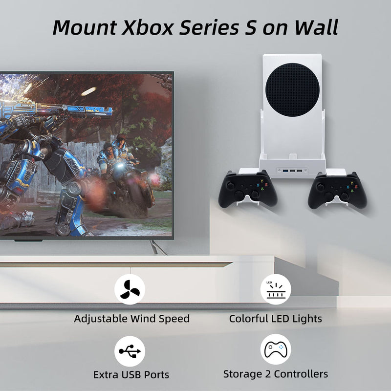 Load image into Gallery viewer, Xbox Series S Wall-mounted Color Changing Cooling Stand with Hook - Polar Tech Australia
