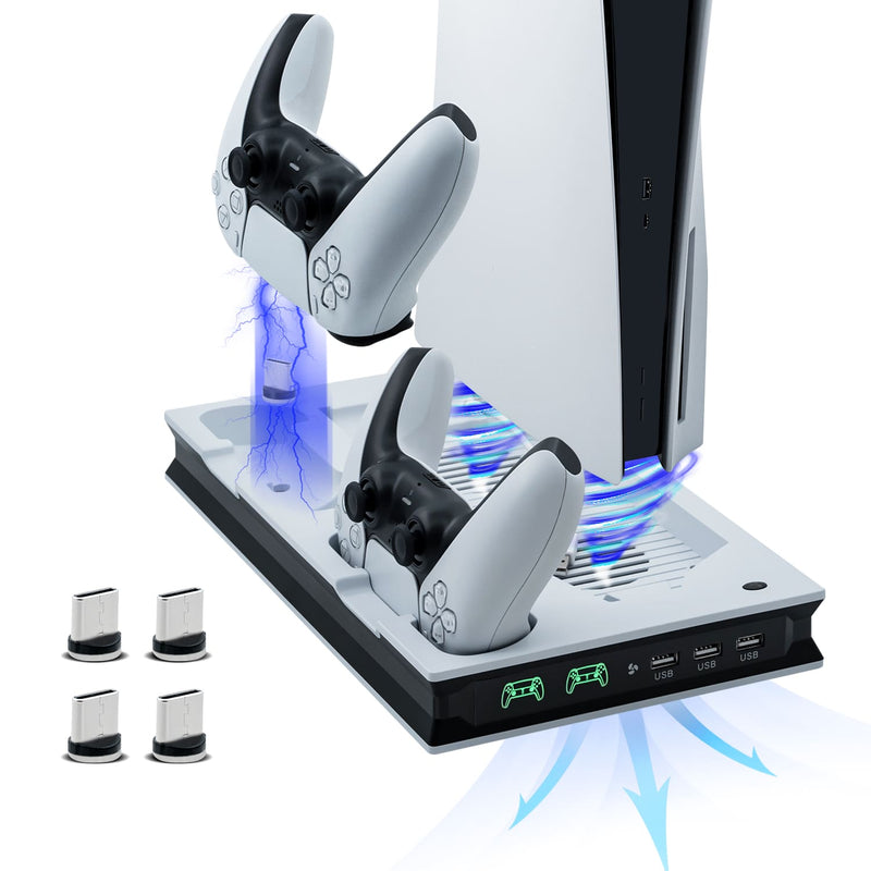Cargue la imagen en el visor de la galería, PS5 UHD/Digitial Edition Multifunctional LED Cooling Stand with Dual Controller Charging - Polar Tech Australia