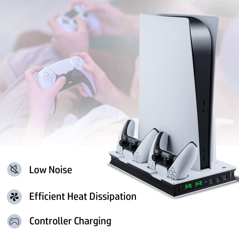 Cargue la imagen en el visor de la galería, PS5 UHD/Digitial Edition Multifunctional LED Cooling Stand with Dual Controller Charging - Polar Tech Australia