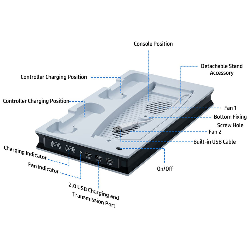 Cargue la imagen en el visor de la galería, PS5 UHD/Digitial Edition Multifunctional LED Cooling Stand with Dual Controller Charging - Polar Tech Australia