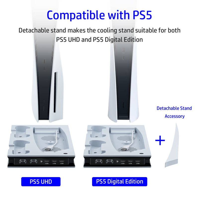 Cargue la imagen en el visor de la galería, PS5 UHD/Digitial Edition Multifunctional LED Cooling Stand with Dual Controller Charging - Polar Tech Australia