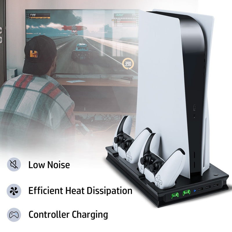 Cargue la imagen en el visor de la galería, PS5 UHD/Digitial Edition Multifunctional LED Cooling Stand with Dual Controller Charging - Polar Tech Australia