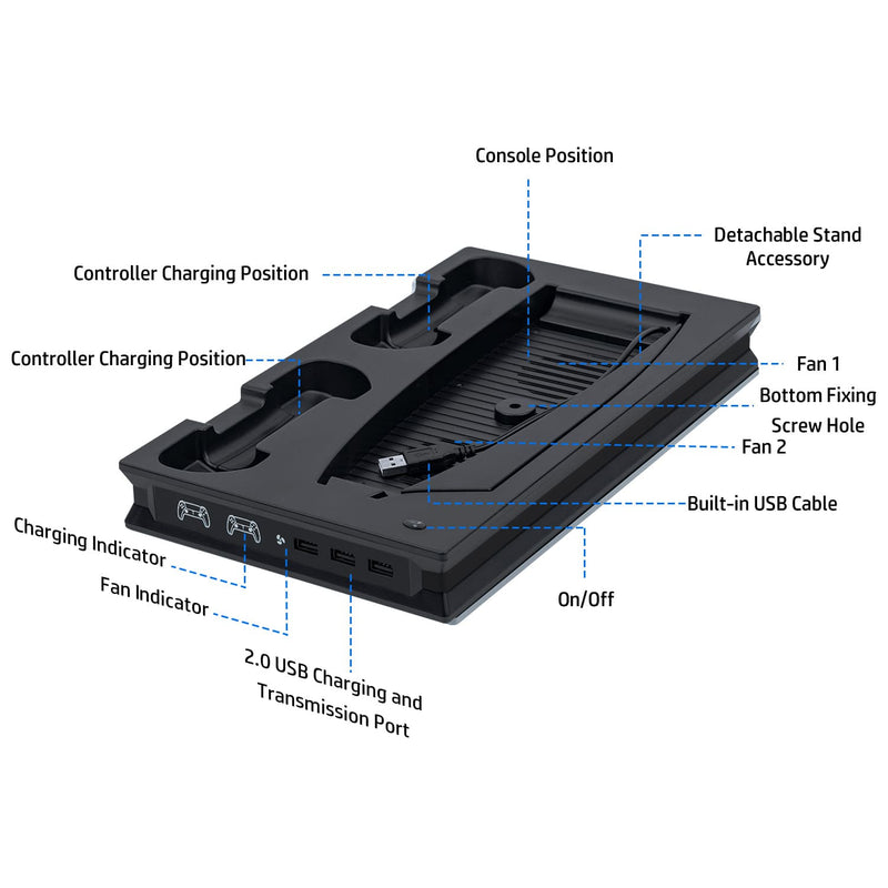 Cargue la imagen en el visor de la galería, PS5 UHD/Digitial Edition Multifunctional LED Cooling Stand with Dual Controller Charging - Polar Tech Australia