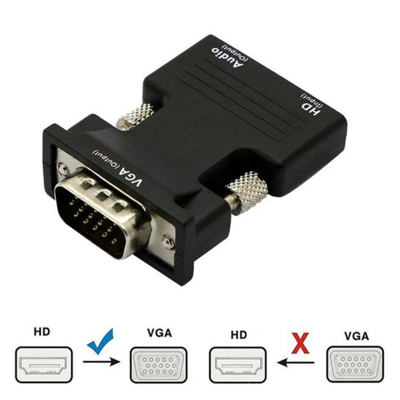 Load image into Gallery viewer, HDMI-compatible Female to VGA Male Converter 3.5mm Audio Cable Adapter 1080P FHD Video Output for PC Laptop TV Monitor Projector - Polar Tech Australia