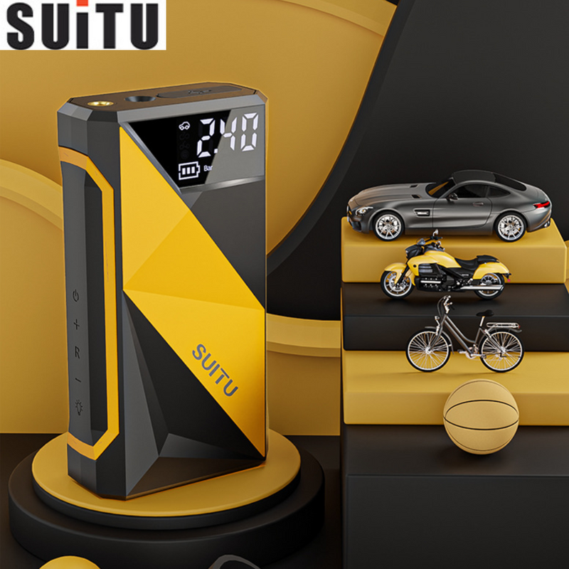 Cargue la imagen en el visor de la galería, SUITU 2 in 1 Wireless Electric Portable Mini Smart Air Pump Air Compressor Inflator & PD Fast Portable Charger Power Bank - Polar Tech Australia