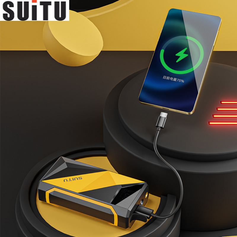 Cargue la imagen en el visor de la galería, SUITU 2 in 1 Wireless Electric Portable Mini Smart Air Pump Air Compressor Inflator & PD Fast Portable Charger Power Bank - Polar Tech Australia