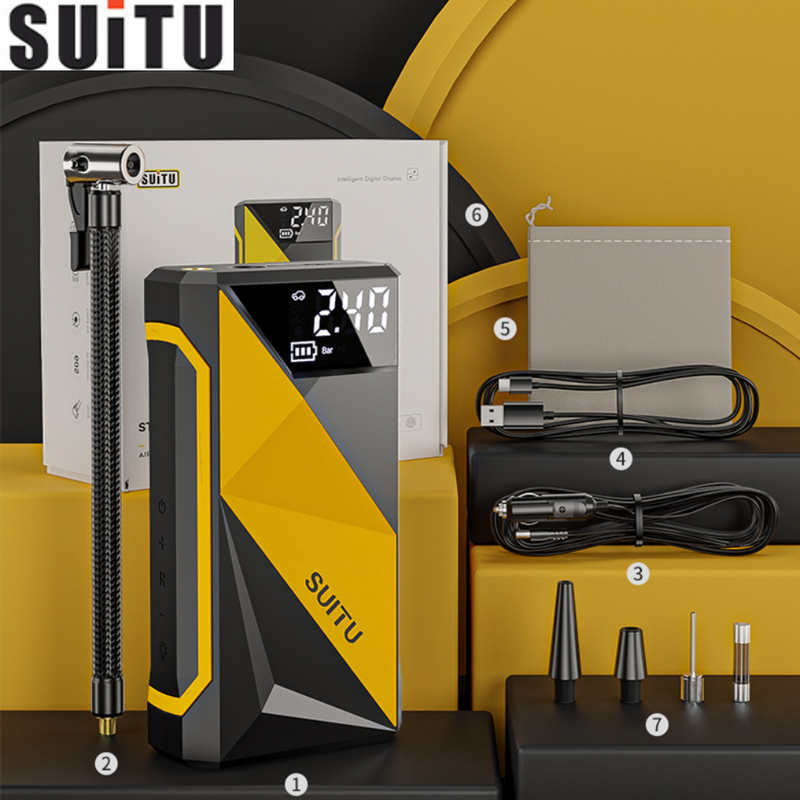 Cargue la imagen en el visor de la galería, SUITU 2 in 1 Wireless Electric Portable Mini Smart Air Pump Air Compressor Inflator & PD Fast Portable Charger Power Bank - Polar Tech Australia