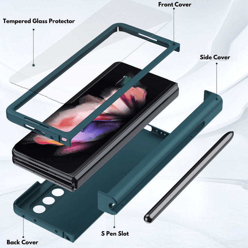 Cargue la imagen en el visor de la galería, Samsung Galaxy Z Fold 3 5G (SM-F926) 360 Degree Full Covered Protection Transparent Hard Shell Case (Built-In Glass Protector) - Polar Tech Australia