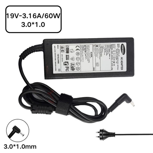 [19V-3.16A/60W][3.0*1.0] Samsung NP740U3E-X01AU NP530U4E-K01CZ 530U4E 730U3E NP530U4E NP540U4E Laptop AC Power Supply Adapter Charger - Polar Tech Australia