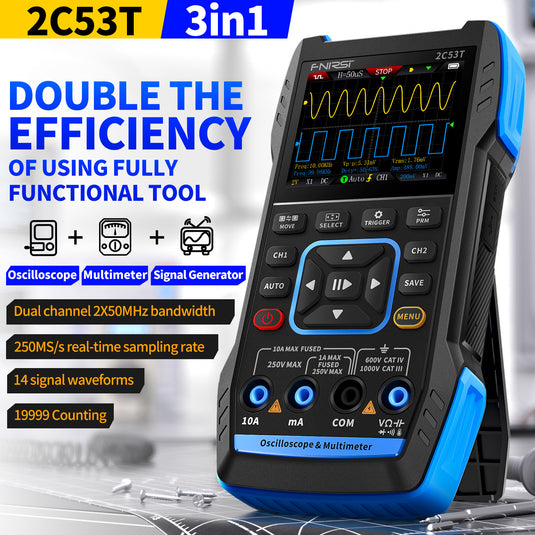 [2C53T] FNIRSI 50MHz 250MS/s Handheld 3in1 Oscilloscope Multimeter Signal Generator