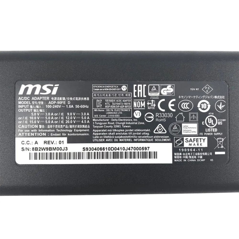 Chargez l&#39;image dans la visionneuse de la galerie, [20V-4.5A/90W][TYPE-C] MSI Prestige 14 15 DELL Latitude 11 5175 5179 7275 7370 5280 5480 5580 7280 7480 7380 XPS 12 9250 Laptop AC Power Supply Adapter Charger - Polar Tech Australia

