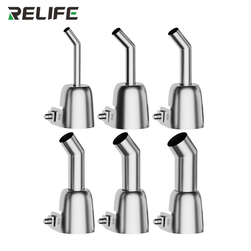 Load image into Gallery viewer, RELIFE 857 Series 45° Bent Hot Air Gun Nozzle – Stainless Steel, Microscope-Ready, Leak-Free Design
