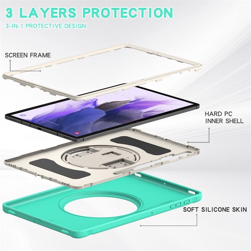 Cargue la imagen en el visor de la galería, [Built-in Stand] Samsung Galaxy Tab A7 10.4&quot; 2020 (T500/T505) - 360 Degree Full Wrap Rotating Shockproof Case With Wrist Strap
