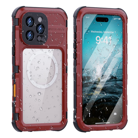 [M Series][Magsafe Compatible] Apple iPhone 14 / 14 Plus / 14 Pro / 14 Pro Max - Redpepper Metal Heavy Duty Waterproof Magnetic Silicone Phone Case With Lanyard - Polar Tech Australia
