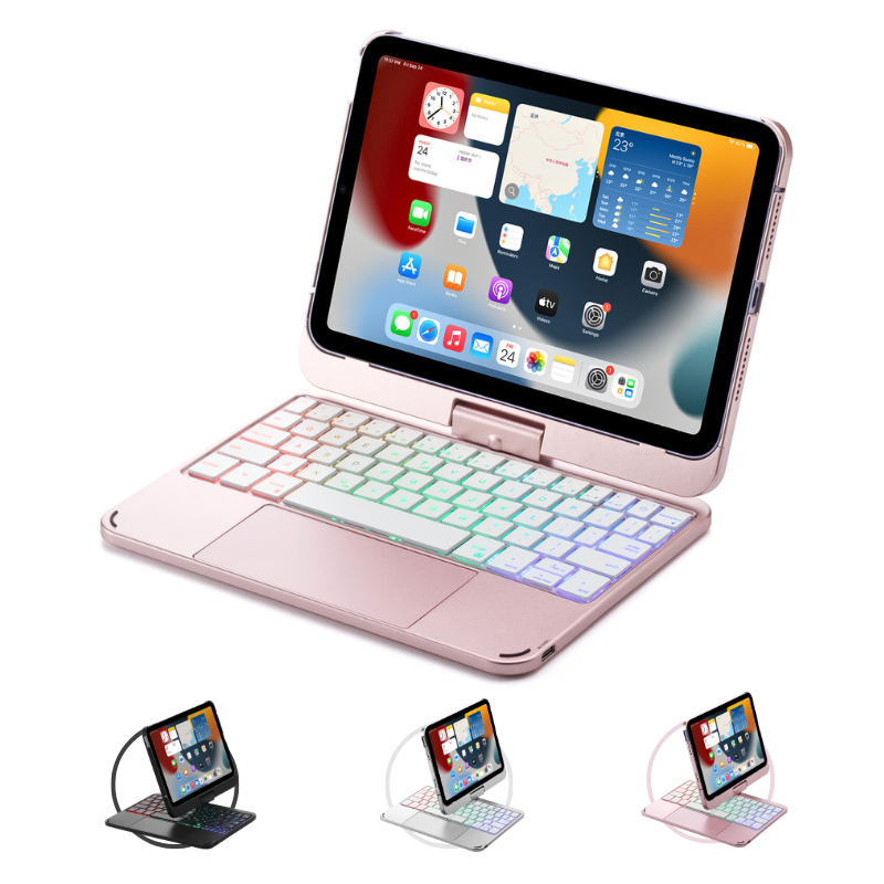 Load image into Gallery viewer, 360 Degree Rotating Wireless Touchpad Keyboard Cover Case for iPad Mini 6/7 8.3&#39;&#39; 6/7th Gen 2021/2024 - KIBO
