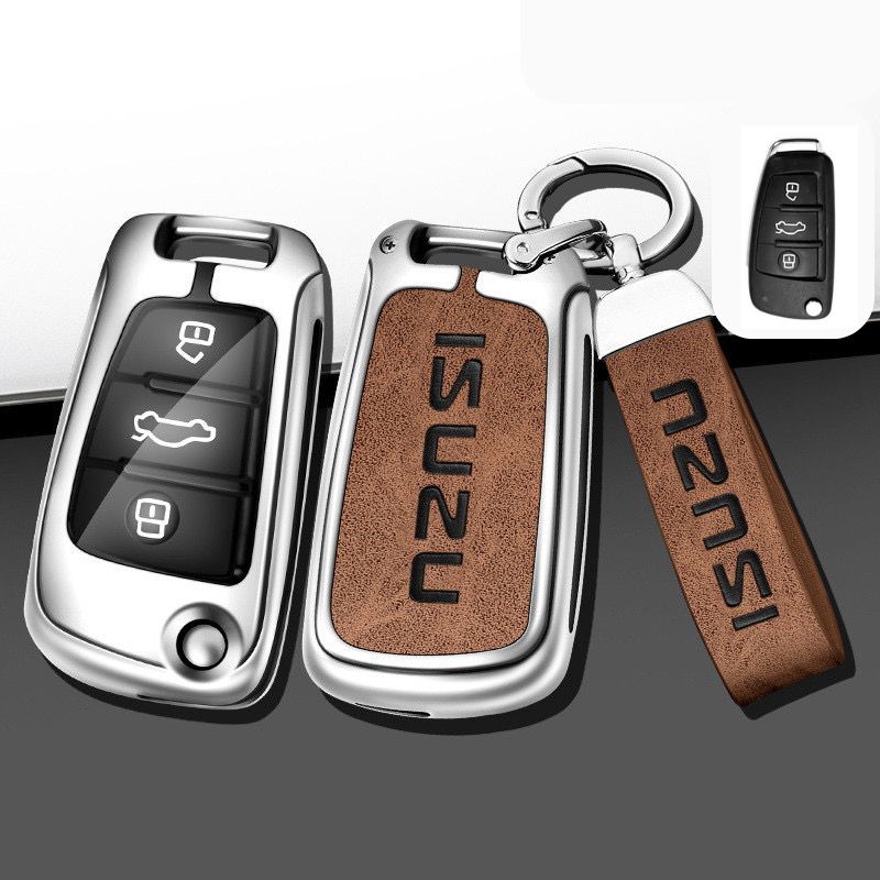 Chargez l&#39;image dans la visionneuse de la galerie, Isuzu Alloy + PU Leather Protection Car Key Fob Case Cover For D-MAX, MU-X, MUX
