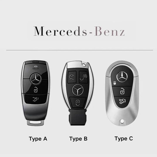 Mercedes Benz Fashionable TPU + Aluminum alloy + Leather Car Key Fob Case Cover For Benz C, E, S, G-Class, GLE, GLC, CLA, CLS, EQC, ML, GL, EQS