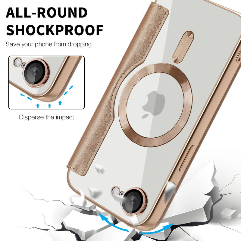 Load image into Gallery viewer, [Magsafe Compatible][With Card Slot] Apple iPhone 16e Golden Shield Magnetic Flip Leather Case - Polar Tech Australia
