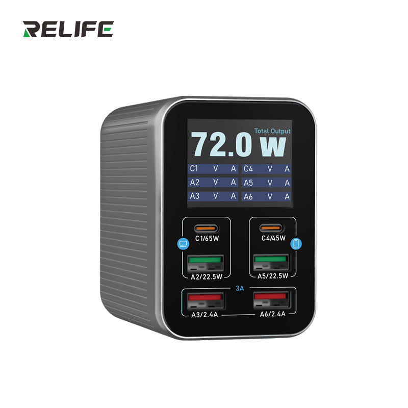 Cargue la imagen en el visor de la galería, [Q4] RELIFE 72W Smart 6-Port Fast Charger
