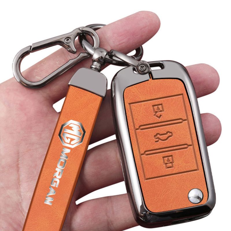 Cargue la imagen en el visor de la galería, MG Zinc Alloy + PU Leather Smart Remote Control Car Key Fob Case Cover For MG ONE
