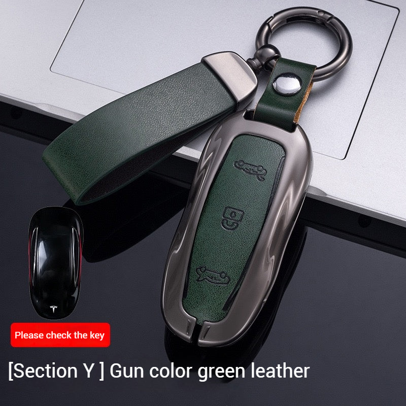 Cargue la imagen en el visor de la galería, Tesla Metal + PU Leather Smart Car Key Fob Case for Model 3, S, Y, X
